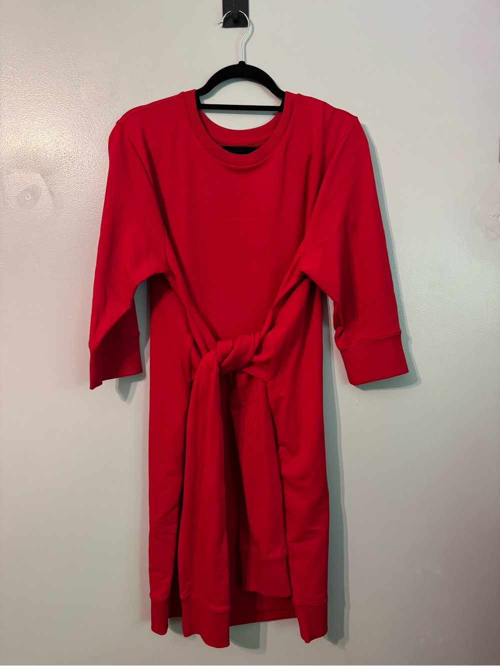Universal Standard Misa Tie Sweatshirt Dress in Cherry Red